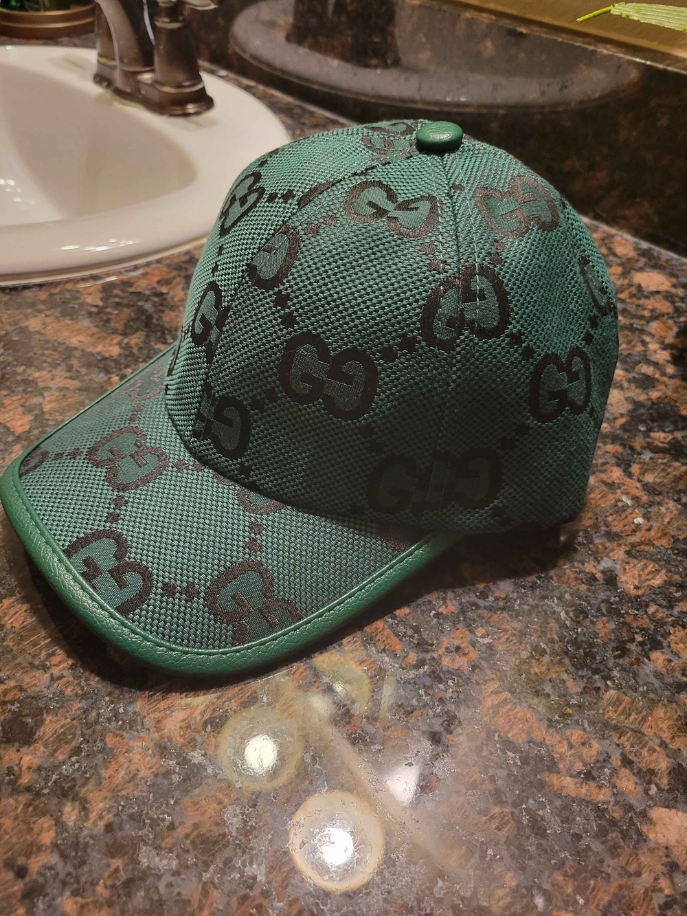 Gucci Green Jumbo Monogram Baseball Cap - Picture 4 of 12